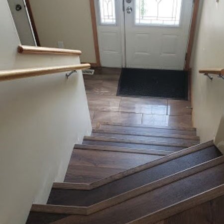 Hardwood residential stairs from MFGS Carpet and Vinyl located in Winnipeg, MB